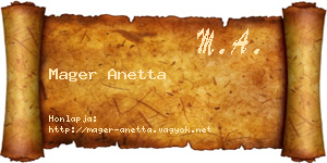 Mager Anetta névjegykártya